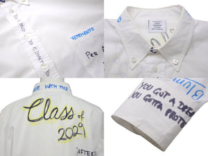 VETEMENTS ヴェトモン 19SS USS196003 ペイント 総柄 長袖 シャツ ホワイト系 XS サイズ 美品 中古 62114