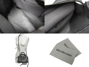 BALENCIAGA バレンシアガ ネオクラシック シティ ミニ ハンドバッグ 2WAY 638524 グレー レザー ブラック金具 良品 中古 62127