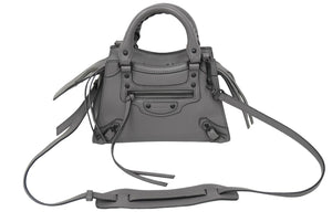 BALENCIAGA バレンシアガ ネオクラシック シティ ミニ ハンドバッグ 2WAY 638524 グレー レザー ブラック金具 良品 中古 62127