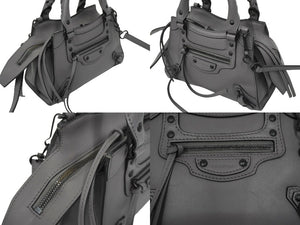 BALENCIAGA バレンシアガ ネオクラシック シティ ミニ ハンドバッグ 2WAY 638524 グレー レザー ブラック金具 良品 中古 62127