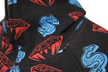 画像をギャラリービューアに読み込む, BILLIONAIRE BOYS CLUB ビリオネアボーイズクラブ DIAMOND&amp;DOLLAR フルジップ フーディー ブラック レッド ブルー 美品 中古 62139
