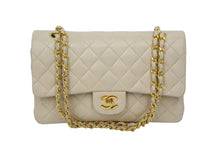 画像をギャラリービューアに読み込む, CHANEL シャネル マトラッセ25 Wフラップ チェーンショルダーバッグ 3番台 ラムスキン ベージュ ゴールド金具 美品 中古 62165