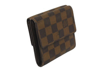 画像をギャラリービューアに読み込む, LOUIS VUITTON ルイヴィトン ポルトモネ ビエ カルト クレディ 三つ折り財布 N61652 ダミエ ブラウン ゴールド金具 美品 中古 62169