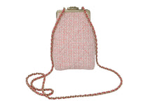 画像をギャラリービューアに読み込む, 極美品 CHANEL シャネル がま口ツイードチェーンショルダーバッグ 30番台 ピンク ホワイト ゴールド金具 中古 62209
