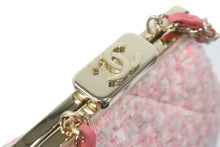 画像をギャラリービューアに読み込む, 極美品 CHANEL シャネル がま口ツイードチェーンショルダーバッグ 30番台 ピンク ホワイト ゴールド金具 中古 62209