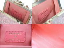 画像をギャラリービューアに読み込む, 極美品 CHANEL シャネル がま口ツイードチェーンショルダーバッグ 30番台 ピンク ホワイト ゴールド金具 中古 62209