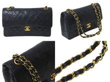 Load image into Gallery viewer, CHANEL シャネル マトラッセ 25 ダブルフラップ ショルダーバッグ 1番台 ココマーク ブラック ラムスキン ゴールド金具 美品 中古 62212