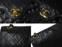 Load image into Gallery viewer, CHANEL シャネル マトラッセ 25 ダブルフラップ ショルダーバッグ 1番台 ココマーク ブラック ラムスキン ゴールド金具 美品 中古 62212