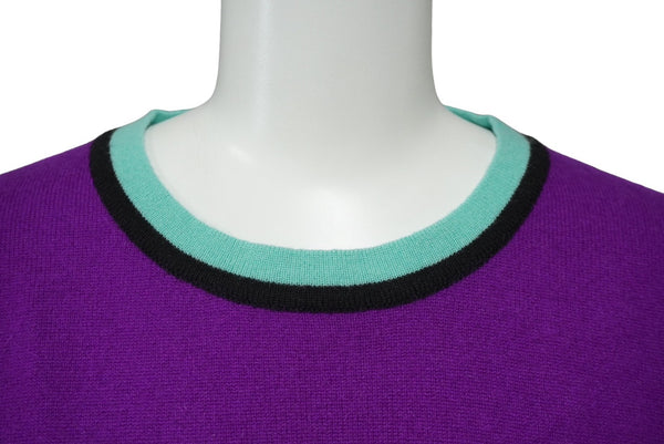 CHANEL Ensemble Knit Tops Short Sleeve T-shirt Cashmere Coco Mark Button Purple Good Condition Used 62216