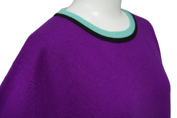 CHANEL Ensemble Knit Tops Short Sleeve T-shirt Cashmere Coco Mark Button Purple Good Condition Used 62216