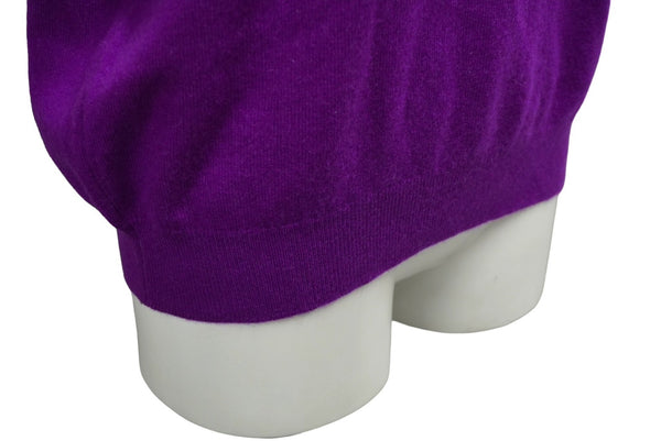 CHANEL Ensemble Knit Tops Short Sleeve T-shirt Cashmere Coco Mark Button Purple Good Condition Used 62216