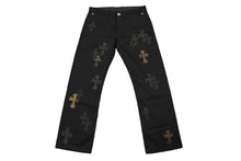 Load image into Gallery viewer, 新品同様品 CHROME HEARTS クロムハーツ クロスパッチ チノパンツ ブラック カモフラージュ シルバー925 サイズ32 中古 62224