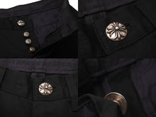 Load image into Gallery viewer, 新品同様品 CHROME HEARTS クロムハーツ クロスパッチ チノパンツ ブラック カモフラージュ シルバー925 サイズ32 中古 62224