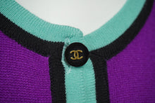 画像をギャラリービューアに読み込む, CHANEL シャネル アンサンブル ニット カーディガン カシミヤ ココマークボタン パープル 美品 中古 62227