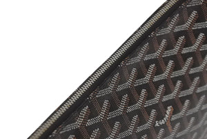 極美品 GOYARD ゴヤール セナ MM クラッチバッグ SENAT2MMLTY01CL01P PVC カーフスキン ブラック シルバー金具 中古 62234