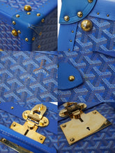 画像をギャラリービューアに読み込む, 極美品 GOYARD ゴヤール パラス トランクケース ヘリンボーン柄 オーダー品 レザー ブルー 中古 62237
