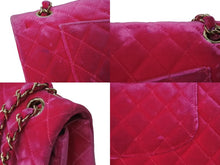 画像をギャラリービューアに読み込む, CHANEL シャネル ベロアマトラッセ25 Wフラップ Wチェーンショルダーバッグ ピンク 21番台 ゴールド金具 美品 中古 62254