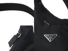 Load image into Gallery viewer, PRADA プラダ ホーボー ハンドバッグ MV515 トライアングルロゴ ブラック ナイロン シルバー金具 美品 中古 62262