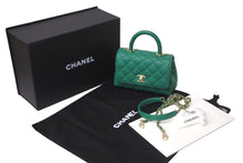 画像をギャラリービューアに読み込む, 新品未使用 CHANEL シャネル ココハンドル XXS チェーンショルダーバッグ AS2215 ランダム グリーン シャンパンゴールド金具 62272