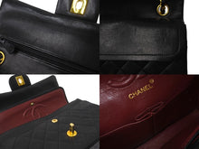 Load image into Gallery viewer, CHANEL シャネル Wフラップ マトラッセ チェーン ショルダーバッグ 23cm 1番台 ラムスキン ブラック ゴールド金具 美品 中古 62277