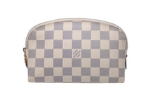 画像をギャラリービューアに読み込む, LOUIS VUITTON ルイヴィトン ポシェット コスメティック 化粧ポーチ N60024 ダミエアズール ホワイト ゴールド金具 美品 中古 62287