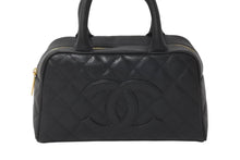 画像をギャラリービューアに読み込む, 極美品 CHANEL シャネル ミニボストンバッグ キャビアスキン ブラック 8番台 A20996 ゴールド金具 中古 62301