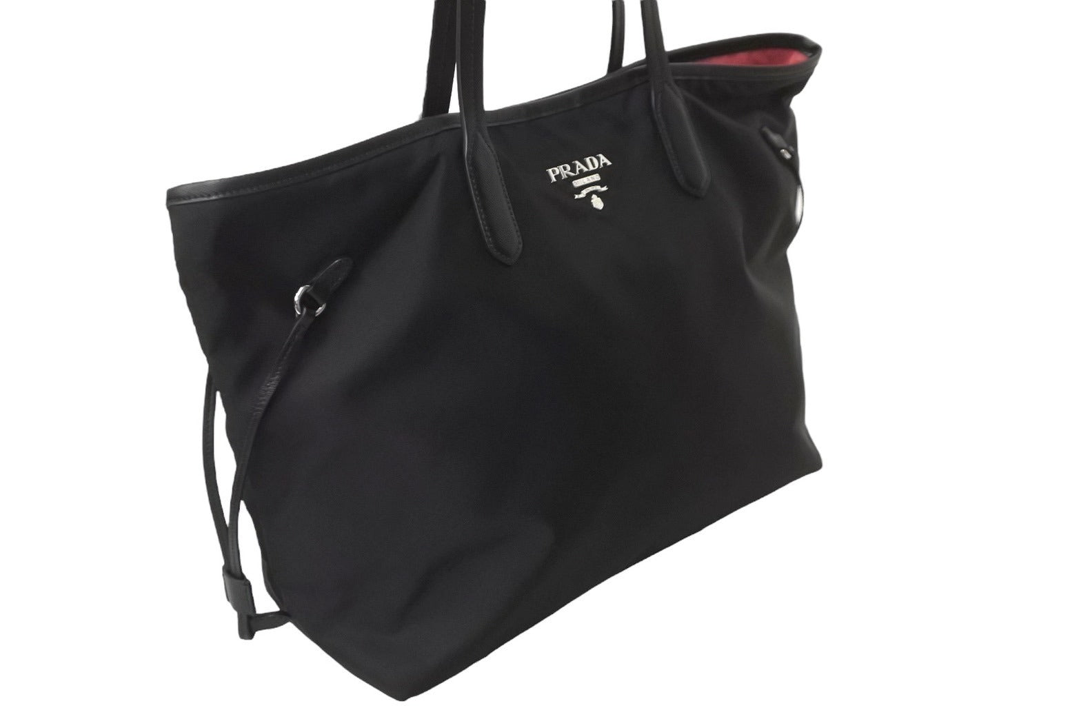 PRADA プラダ トートバッグ 肩掛け BR4001 ナイロン テスート レザー ブラック ピンク シルバー金具 美品 中古 62307 –  Casanova Vintage