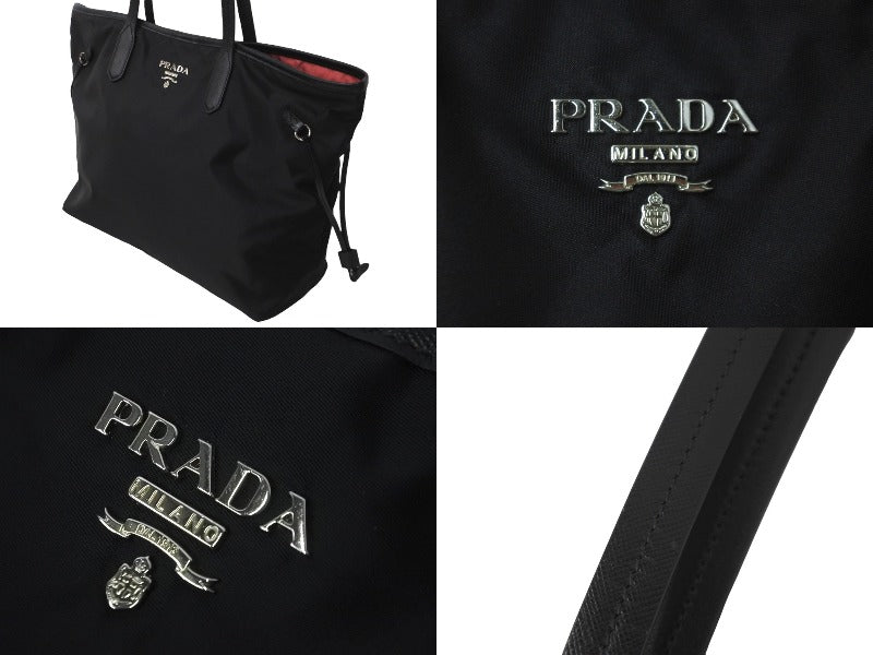 PRADA プラダ トートバッグ 肩掛け BR4001 ナイロン テスート レザー ブラック ピンク シルバー金具 美品 中古 62307 –  Casanova Vintage