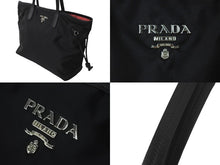 Load image into Gallery viewer, PRADA プラダ トートバッグ 肩掛け BR4001 ナイロン テスート レザー ブラック ピンク シルバー金具 美品 中古 62307