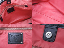 Load image into Gallery viewer, PRADA プラダ トートバッグ 肩掛け BR4001 ナイロン テスート レザー ブラック ピンク シルバー金具 美品 中古 62307