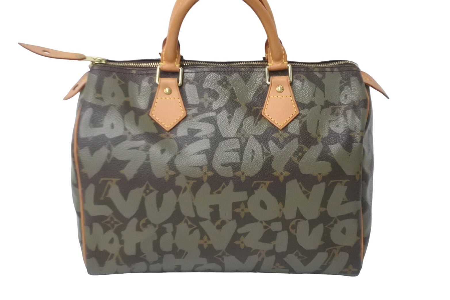 LOUIS VUITTON ルイヴィトン ハンドバッグ スピーディ30 モノグラムグラフィティ カーキ M92194 ゴールド金具 美品 中古  62333 – Casanova Vintage