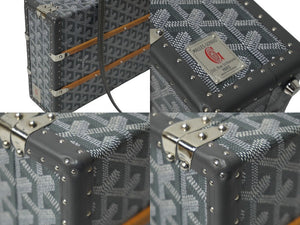 極美品 新型 GOYARD ゴヤール パラスMM トランクケース 2WAY ヘリンボーン柄 レザー グレー 中古 62342