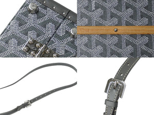 極美品 新型 GOYARD ゴヤール パラスMM トランクケース 2WAY ヘリンボーン柄 レザー グレー 中古 62342