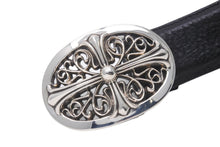 Load image into Gallery viewer, 極美品 CHROME HEARTS クロムハーツ OVAL CROSS STRAP 1.5/1.5 クラシック オーバルクロス バックル レザーベルト 中古 62346