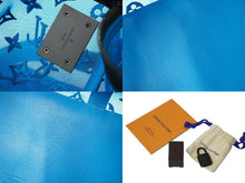 画像をギャラリービューアに読み込む, 極美品 LOUIS VUITTON ルイヴィトン モノグラム キーポル トリアングル 50 ボストンバッグ メッシュ ブルー M45048 中古 62354