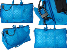 画像をギャラリービューアに読み込む, 極美品 LOUIS VUITTON ルイヴィトン モノグラム キーポル トリアングル 50 ボストンバッグ メッシュ ブルー M45048 中古 62354