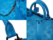 画像をギャラリービューアに読み込む, 極美品 LOUIS VUITTON ルイヴィトン モノグラム キーポル トリアングル 50 ボストンバッグ メッシュ ブルー M45048 中古 62354
