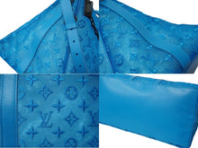 画像をギャラリービューアに読み込む, 極美品 LOUIS VUITTON ルイヴィトン モノグラム キーポル トリアングル 50 ボストンバッグ メッシュ ブルー M45048 中古 62354