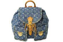 画像をギャラリービューアに読み込む, LOUIS VUITTON ルイヴィトン サックアドGM リュック・バックパック M95056 モノグラムデニム ブルー ゴールド金具 美品 中古 62408