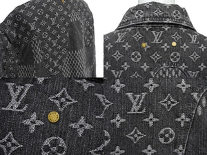 LOUIS VUITTON ルイヴィトン NIGO ジャイアント ダミエウェーブス デニムジャケット HJA11WUZC A435 48 ブラック 美品 62415