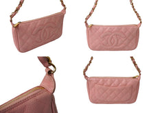 画像をギャラリービューアに読み込む, CHANEL シャネル 月見型 ワンショルダーバッグ ポーチ キャビアスキン 9番台 ピンク 美品 中古 62456