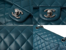 画像をギャラリービューアに読み込む, CHANEL マトラッセWフラップチェーンショルダー 15番台 25cm ショルダーバッグ グリーン×シルバー金具 ラムスキン 美品 中古 62468