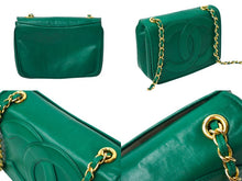 Load image into Gallery viewer, CHANEL シャネル チェーンショルダーバッグ ココマーク ヴィンテージ 0番台 ラムスキン グリーン ゴールド金具 美品 中古 62469