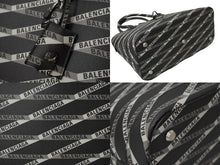 画像をギャラリービューアに読み込む, 極美品 BALENCIAGA バレンシアガ ハンドバッグ ヴィル トップハンドル ストラップ欠品 ロゴプリント ブラック グレー 中古 62481