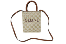 画像をギャラリービューアに読み込む, 極美品 CELINE セリーヌ 2WAYショルダーバッグ ミニ バーティカルカバ トリオンフ 194372BZK.04LU ホワイト ブラウン 中古 62482