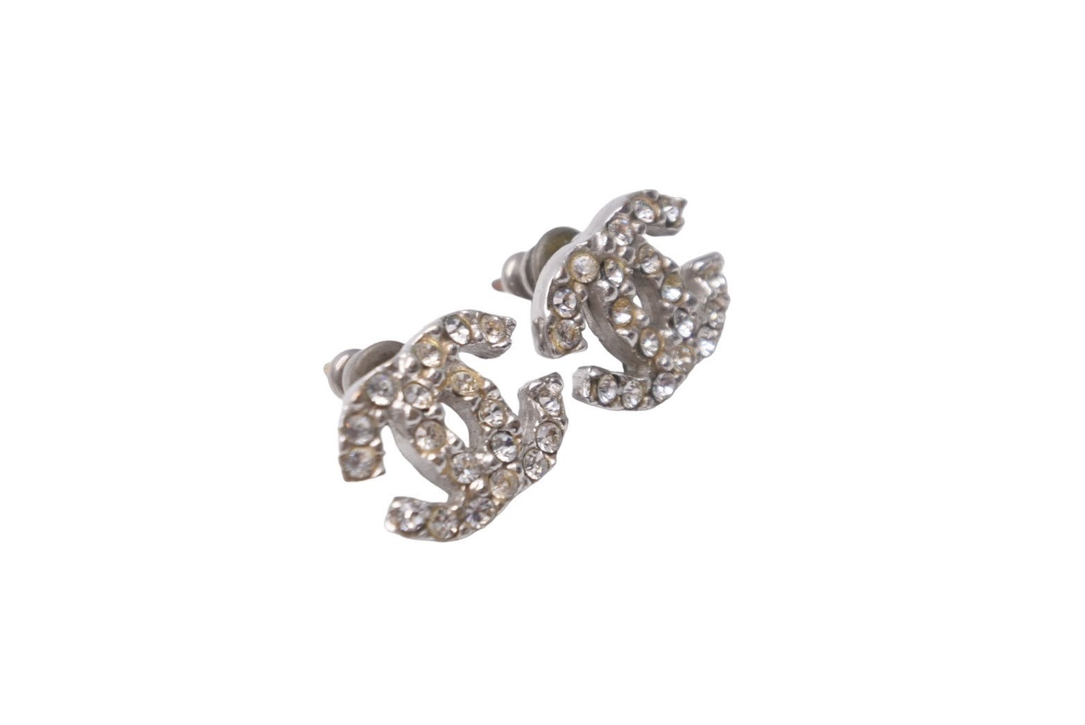 CHANEL シャネル ココマーク ラインストーン ピアス 03A シルバー ロゴ