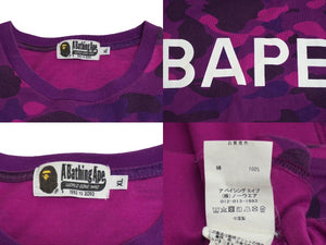 A BATHING APE アベイシングエイプ 半袖Ｔシャツ 001CSJ201015M XLサイズ カモフラージュ コットン パープル 美品 中古 62511