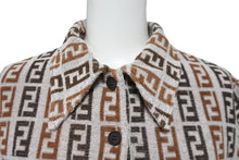 画像をギャラリービューアに読み込む, FENDI フェンディ パイル地 ズッカ柄 ポロシャツ ブラウン コットン グレー サイズ44 美品 中古 62529