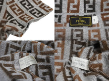 画像をギャラリービューアに読み込む, FENDI フェンディ パイル地 ズッカ柄 ポロシャツ ブラウン コットン グレー サイズ44 美品 中古 62529