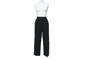 CHANEL Side Ribbon Pants Ribbon Tape Logo Here Mark Button Size 36 Black Good Condition Used 62531